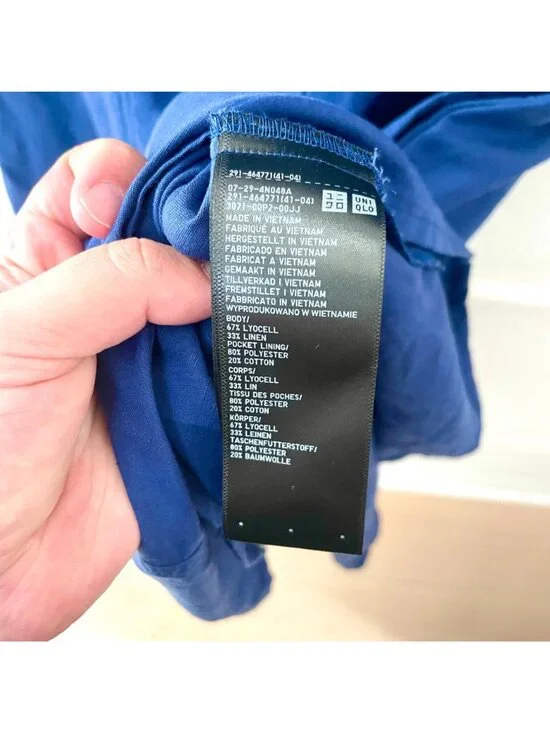 Uniqlo Linen Blend Square Neck Short Sleeve Dress Size S Blue - Picture 4 of 6